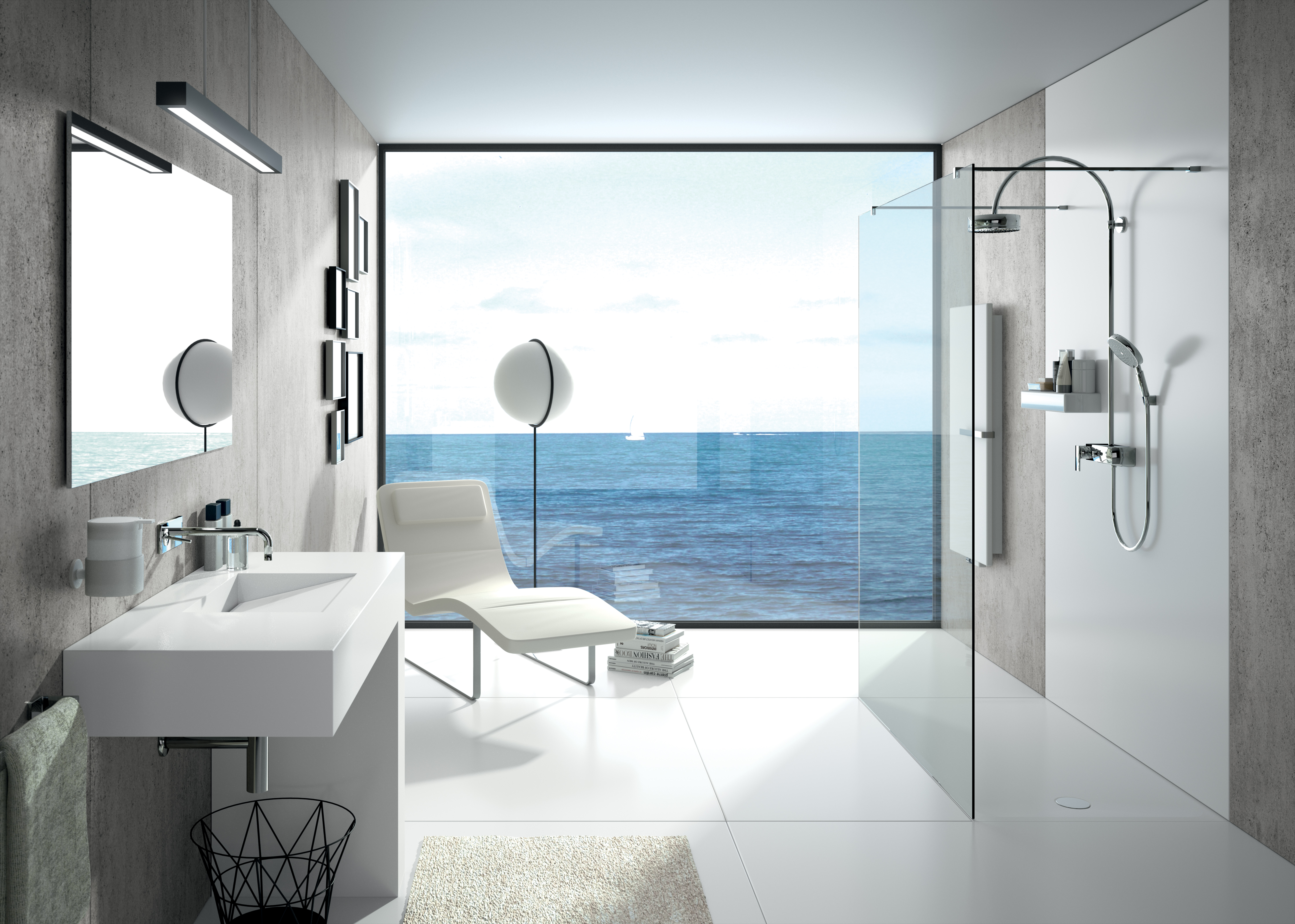 Ambiente Showertray Exelis - Siestone Blanco Zeus