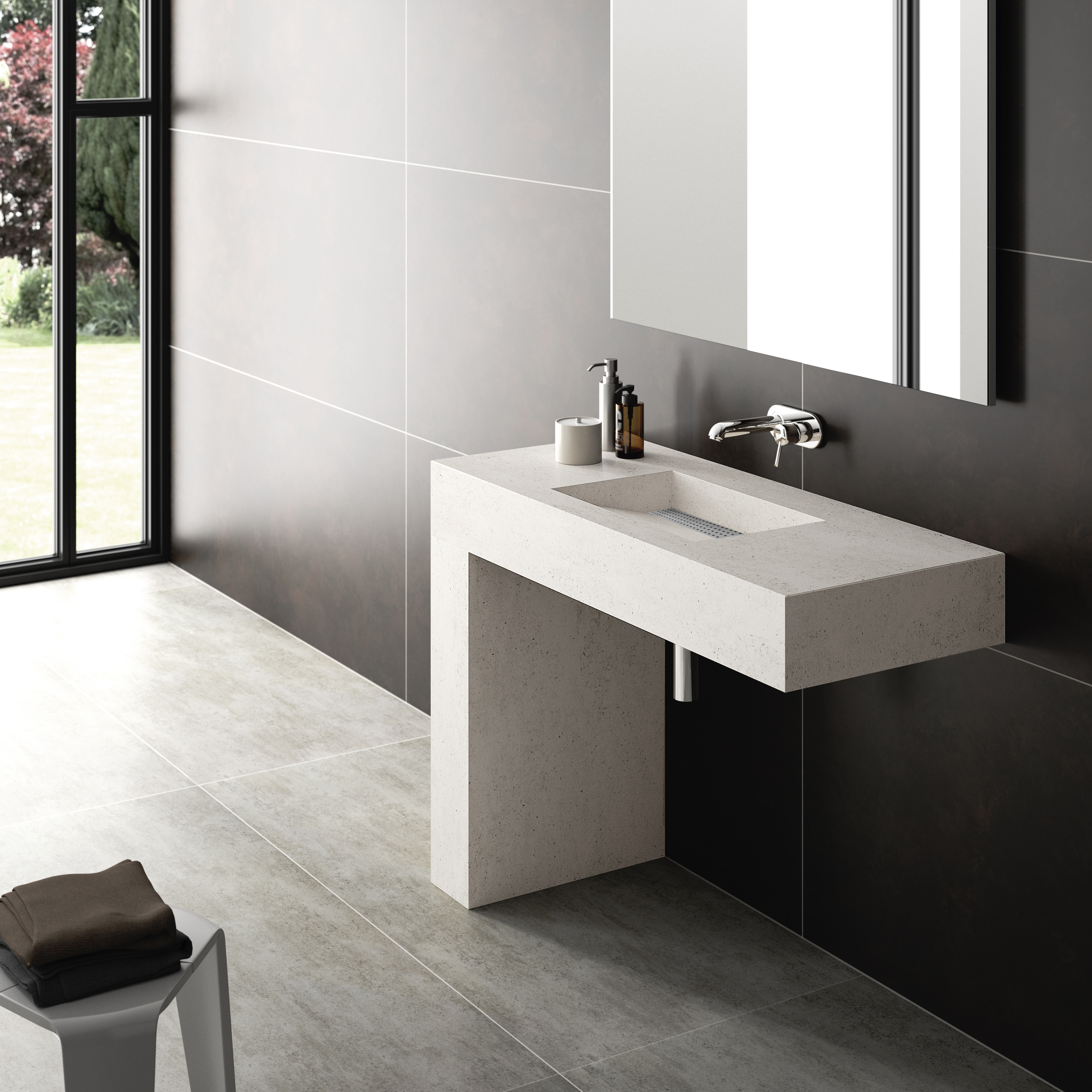 Ambiente Washbasin Equilibrium - Dekton Blanc Concrete